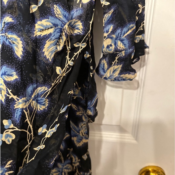 Leslie Fay 10 Women's 2 Piece Navy Floral Sleeveless Midi Shift Dress & Blouse - Picture 7 of 11